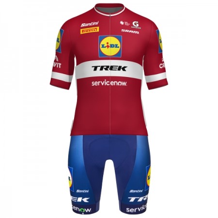 Set Fietsshirt + Korte Koersbroek 2026 Lidl-Trek Latvian Champion Rood