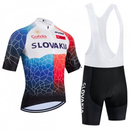 Set Fietsshirt + Korte Koersbroek 2026 Slovakia Wit