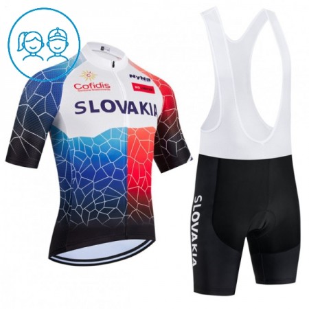 Set Fietsshirt + Korte Koersbroek 2026 Slovakia Wit Kids