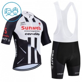 Set Fietsshirt + Korte Koersbroek 2026 Sunweb Wit Kids