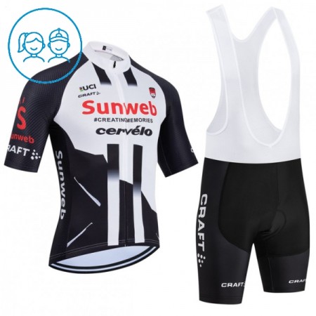 Set Fietsshirt + Korte Koersbroek 2026 Sunweb Wit Kids
