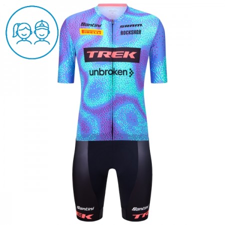 Set Fietsshirt + Korte Koersbroek 2026 Trek Factory Racing Blauw Kids
