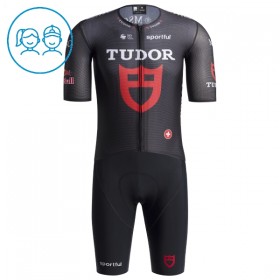 Set Fietsshirt + Korte Koersbroek 2026 Tudor Pro Cycling Team Zwart Kids