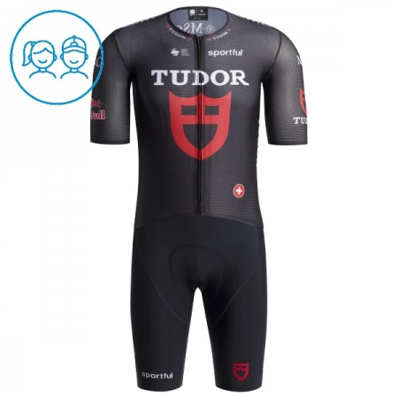 Set Fietsshirt + Korte Koersbroek 2026 Tudor Pro Cycling Team Zwart Kids