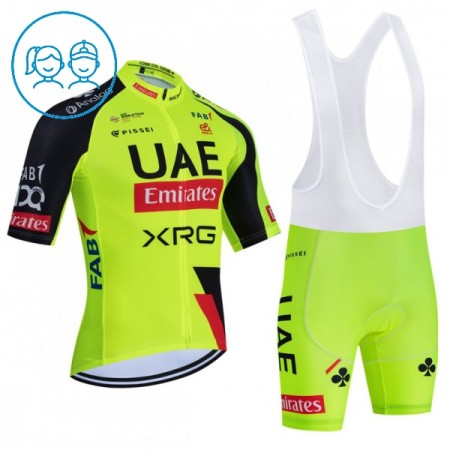 Set Fietsshirt + Korte Koersbroek 2026 UAE TEAM EMIRATES XRG Geel Kids