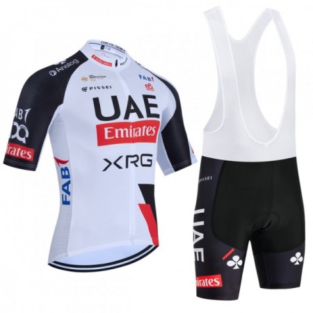 Set Fietsshirt + Korte Koersbroek 2026 UAE TEAM EMIRATES XRG Wit