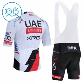 Set Fietsshirt + Korte Koersbroek 2026 UAE TEAM EMIRATES XRG Wit Kids