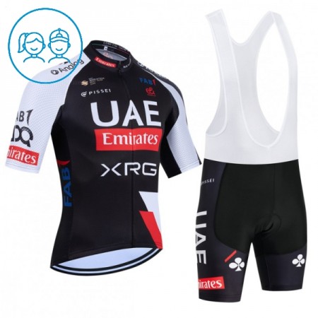 Set Fietsshirt + Korte Koersbroek 2026 UAE TEAM EMIRATES XRG Zwart Kids