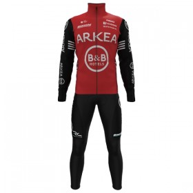 Set Fietsshirt Lange Mouw + Lange Koersbroek 2025 Arkea-B B Hotels Rood