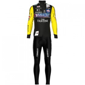 Set Fietsshirt Lange Mouw + Lange Koersbroek 2025 Solution Tech Vini Fantini Zwart
