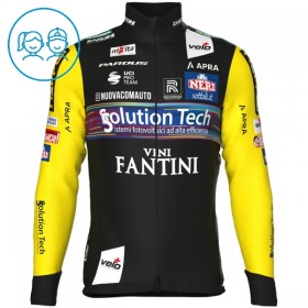 Set Fietsshirt Lange Mouw + Lange Koersbroek 2025 Solution Tech Vini Fantini Zwart Kids