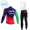 Set Fietsshirt Lange Mouw + Lange Koersbroek 2026 Decathlon CMA CGM Blauw Kids