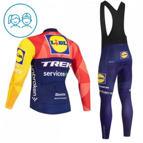 Set Fietsshirt Lange Mouw + Lange Koersbroek 2026 Lidl-Trek Blauw Kids