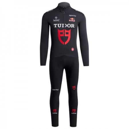 Set Fietsshirt Lange Mouw + Lange Koersbroek 2026 Tudor Pro Cycling Team Zwart