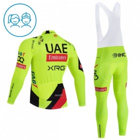 Set Fietsshirt Lange Mouw + Lange Koersbroek 2026 UAE TEAM EMIRATES XRG Geel Kids