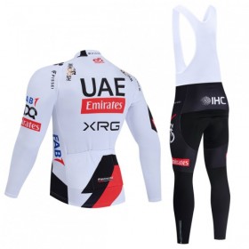 Set Fietsshirt Lange Mouw + Lange Koersbroek 2026 UAE TEAM EMIRATES XRG Wit