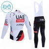 Set Fietsshirt Lange Mouw + Lange Koersbroek 2026 UAE TEAM EMIRATES XRG Wit Kids