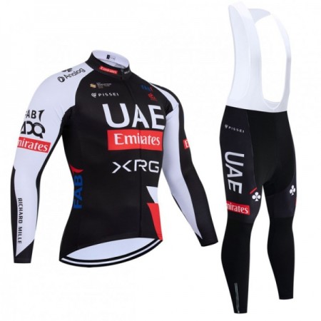 Set Fietsshirt Lange Mouw + Lange Koersbroek 2026 UAE TEAM EMIRATES XRG Zwart