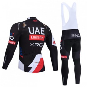 Set Fietsshirt Lange Mouw + Lange Koersbroek 2026 UAE TEAM EMIRATES XRG Zwart