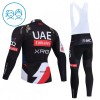 Set Fietsshirt Lange Mouw + Lange Koersbroek 2026 UAE TEAM EMIRATES XRG Zwart Kids