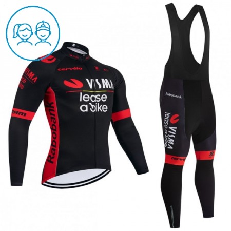 Set Fietsshirt Lange Mouw + Lange Koersbroek 2026 Visma Lease A Bike Zwart Kids