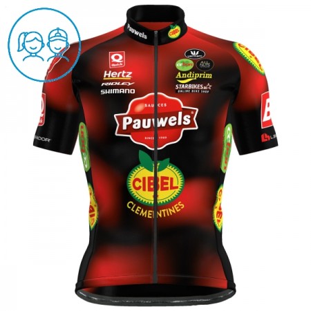 Wielershirt 2025 Pauwels Sauzen Cibel Clementines Rood Kids