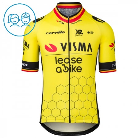 Wielershirt 2025 Visma Lease A Bike Belgisch Kampioenschap Geel Kids