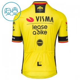 Wielershirt 2025 Visma Lease A Bike Belgisch Kampioenschap Geel Kids