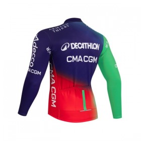 Wielershirt 2026 Decathlon CMA CGM Lange Mouw Blauw