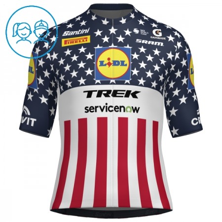 Wielershirt 2026 Lidl-Trek US-American Champion Blauw Kids