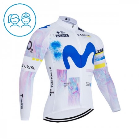 Wielershirt 2026 Movistar Team Lange Mouw Wit Kids