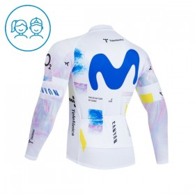 Wielershirt 2026 Movistar Team Lange Mouw Wit Kids
