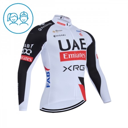Wielershirt 2026 UAE TEAM EMIRATES XRG Lange Mouw Wit Kids