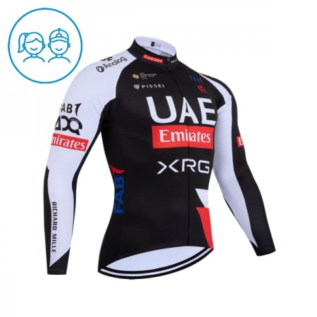 Wielershirt 2026 UAE TEAM EMIRATES XRG Lange Mouw Zwart Kids