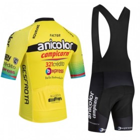 Set Fietsshirt + Korte Koersbroek 2026 Anicolor Campicarn Geel