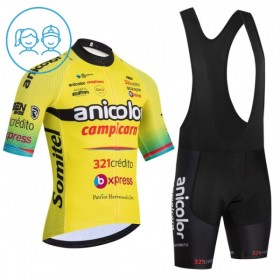 Set Fietsshirt + Korte Koersbroek 2026 Anicolor Campicarn Geel Kids