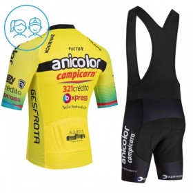 Set Fietsshirt + Korte Koersbroek 2026 Anicolor Campicarn Geel Kids