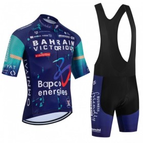 Set Fietsshirt + Korte Koersbroek 2026 Bahrain Victorious Blauw