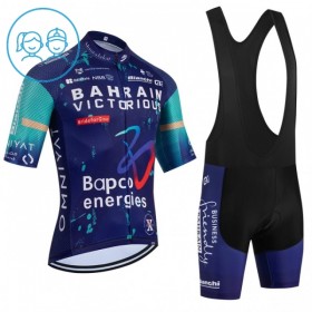Set Fietsshirt + Korte Koersbroek 2026 Bahrain Victorious Blauw Kids