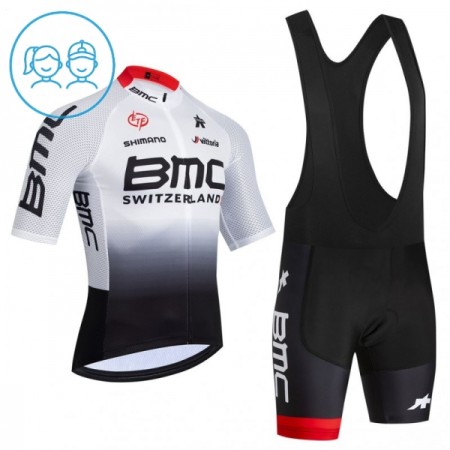Set Fietsshirt + Korte Koersbroek 2026 BMC Switzerland Wit Kids