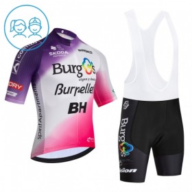 Set Fietsshirt + Korte Koersbroek 2026 Burgos Burpellet BH Rood Kids