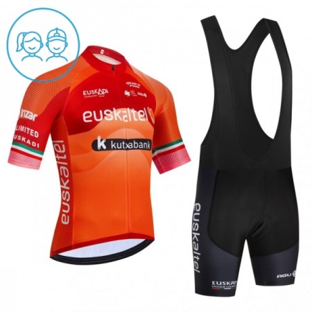 Set Fietsshirt + Korte Koersbroek 2026 Euskaltel Euskadi Oranje Kids