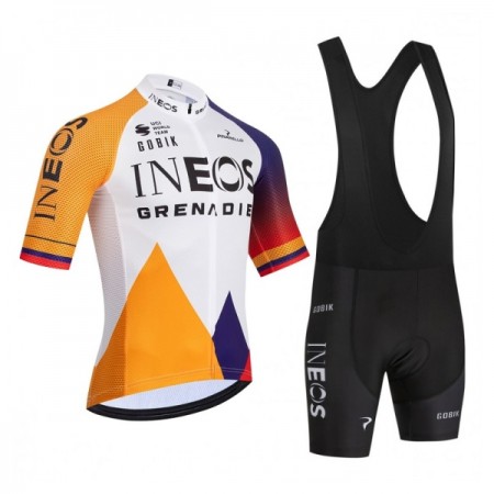 Set Fietsshirt + Korte Koersbroek 2026 INEOS Grenadiers Colombia Champion Wit