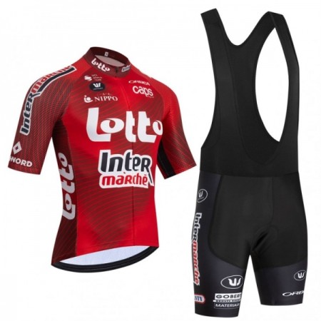 Set Fietsshirt + Korte Koersbroek 2026 Lotto Intermarche Rood Set Fietsshirt + Korte Koersbroek 2026 Lotto Intermarche Rood
