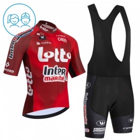 Set Fietsshirt + Korte Koersbroek 2026 Lotto Intermarche Rood Kids
