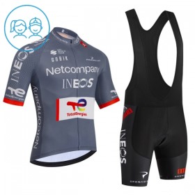 Set Fietsshirt + Korte Koersbroek 2026 Netcompany Ineos Gray Kids