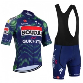 Set Fietsshirt + Korte Koersbroek 2026 Soudal Quick Step Blauw
