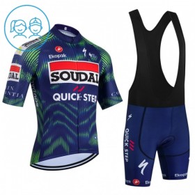Set Fietsshirt + Korte Koersbroek 2026 Soudal Quick Step Blauw Kids