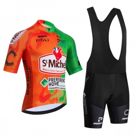Set Fietsshirt + Korte Koersbroek 2026 St Michel Oranje Set Fietsshirt + Korte Koersbroek 2026 St Michel Oranje