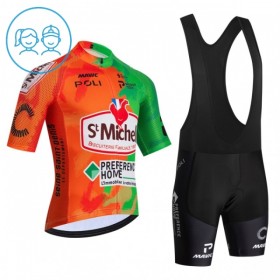 Set Fietsshirt + Korte Koersbroek 2026 St Michel Oranje Kids